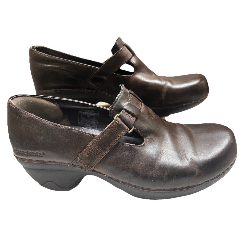 Patagonia Espresso Brown Leather Clogs Shoes Women’s US Size 8 Comfort